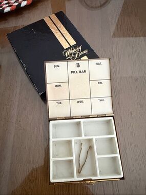 Whiting & Davis White and Gold Weekly Pill Box Organizer